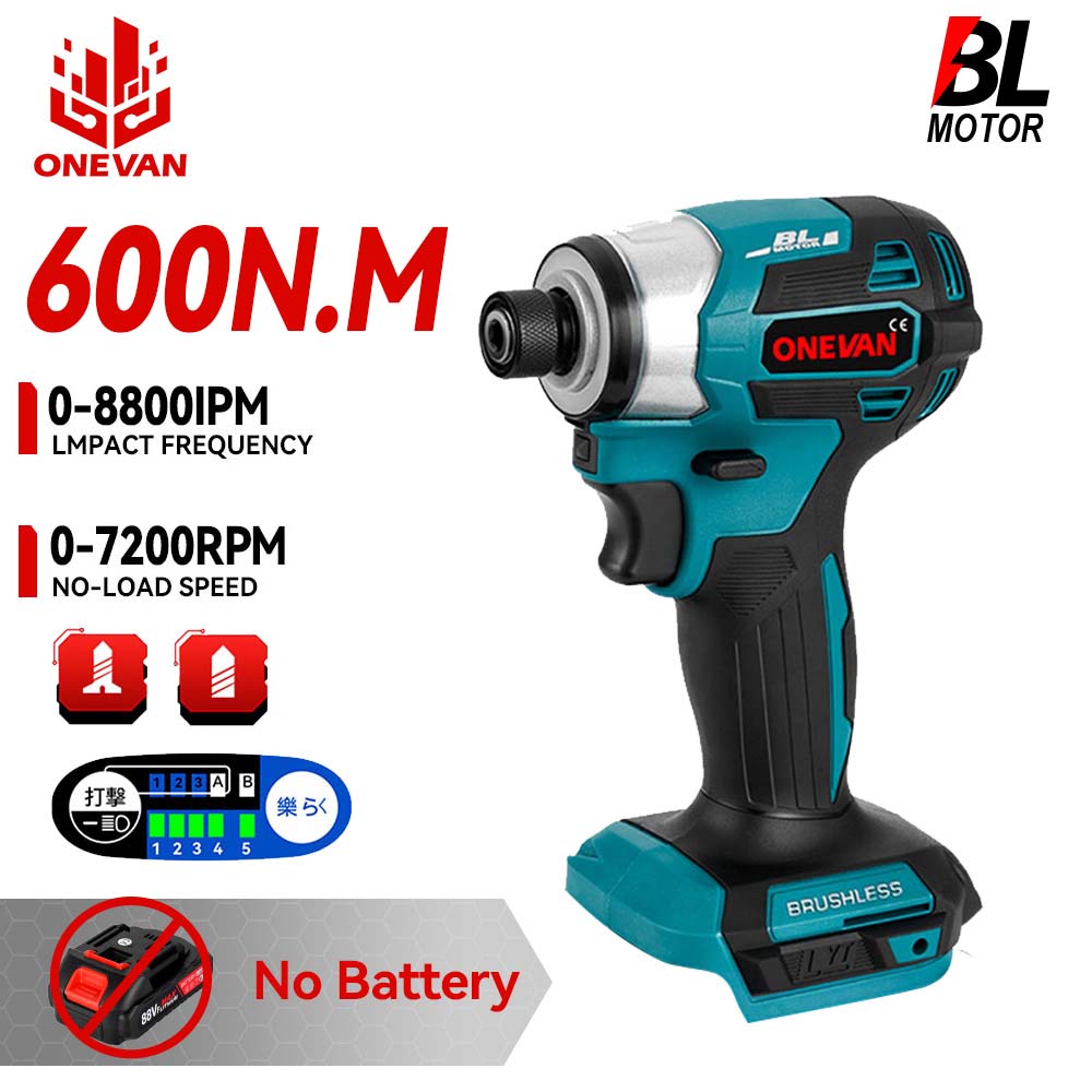 Brushless Cordless Electric Drill 18V - ONEVAN 1000W Brushless Electric Screwdriver 600N.M