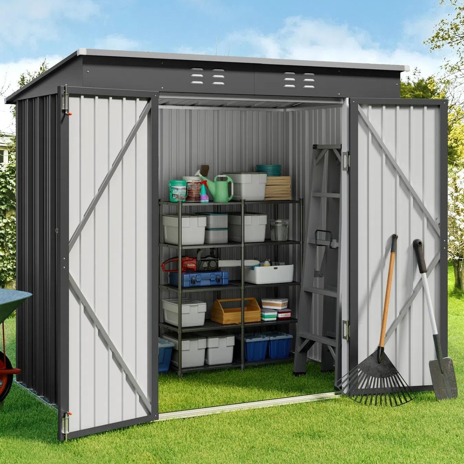 Metal Outdoor Storage Shed 6x4 - đánh giá và giá Garden Tools