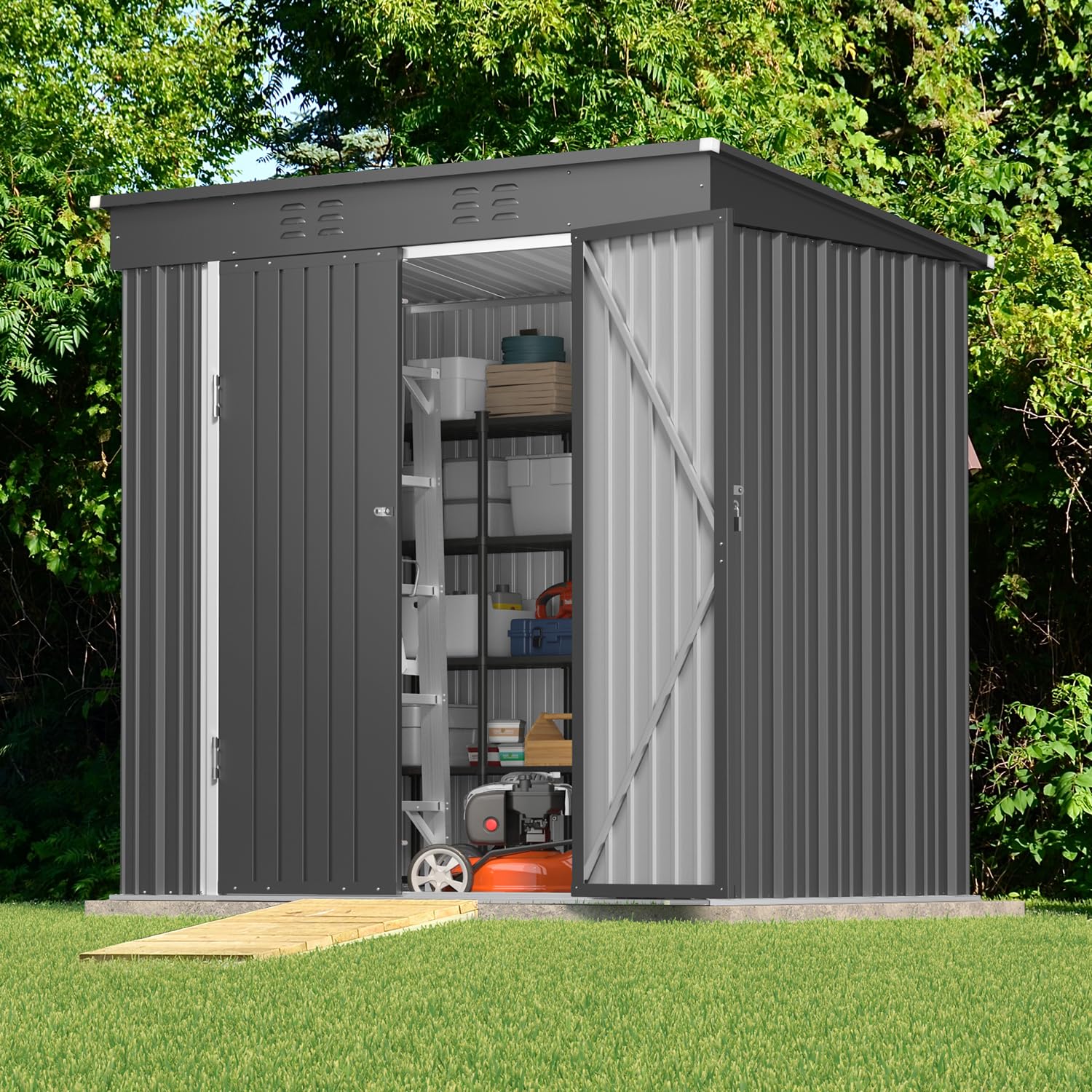 Metal Outdoor Storage Shed 6x4 - đánh giá và giá Garden Tools