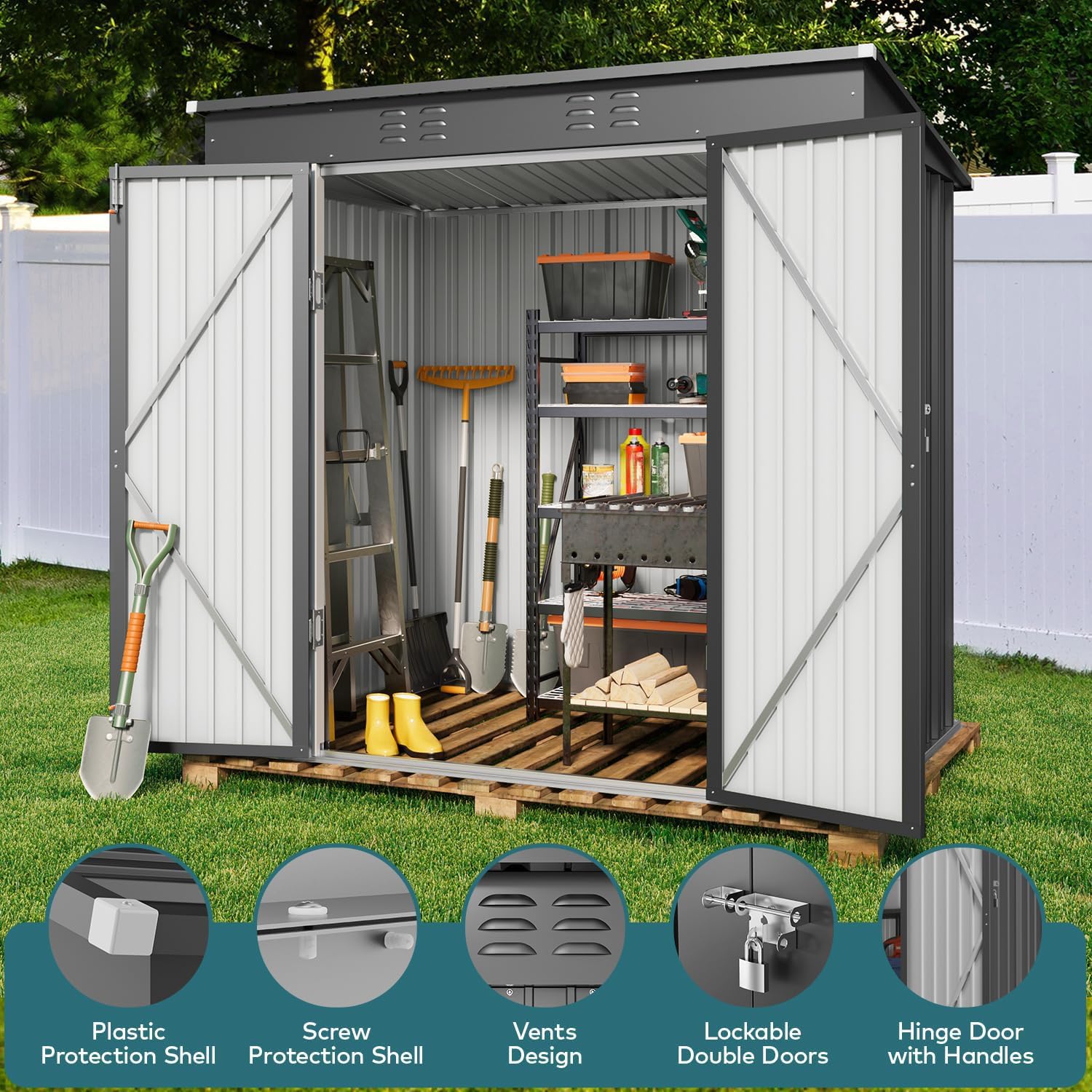 Metal Outdoor Storage Shed 6x4 - đánh giá và giá Garden Tools