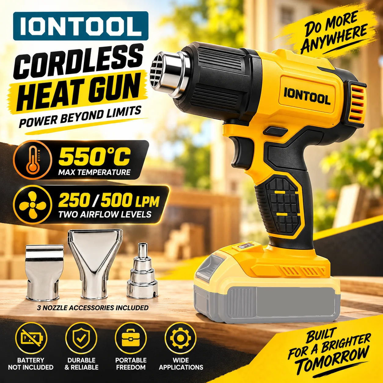 IONTOOL Cordless Heat Gun 550℃ - đánh giá và giá Cordless Heat Gun For Shrink Tubing