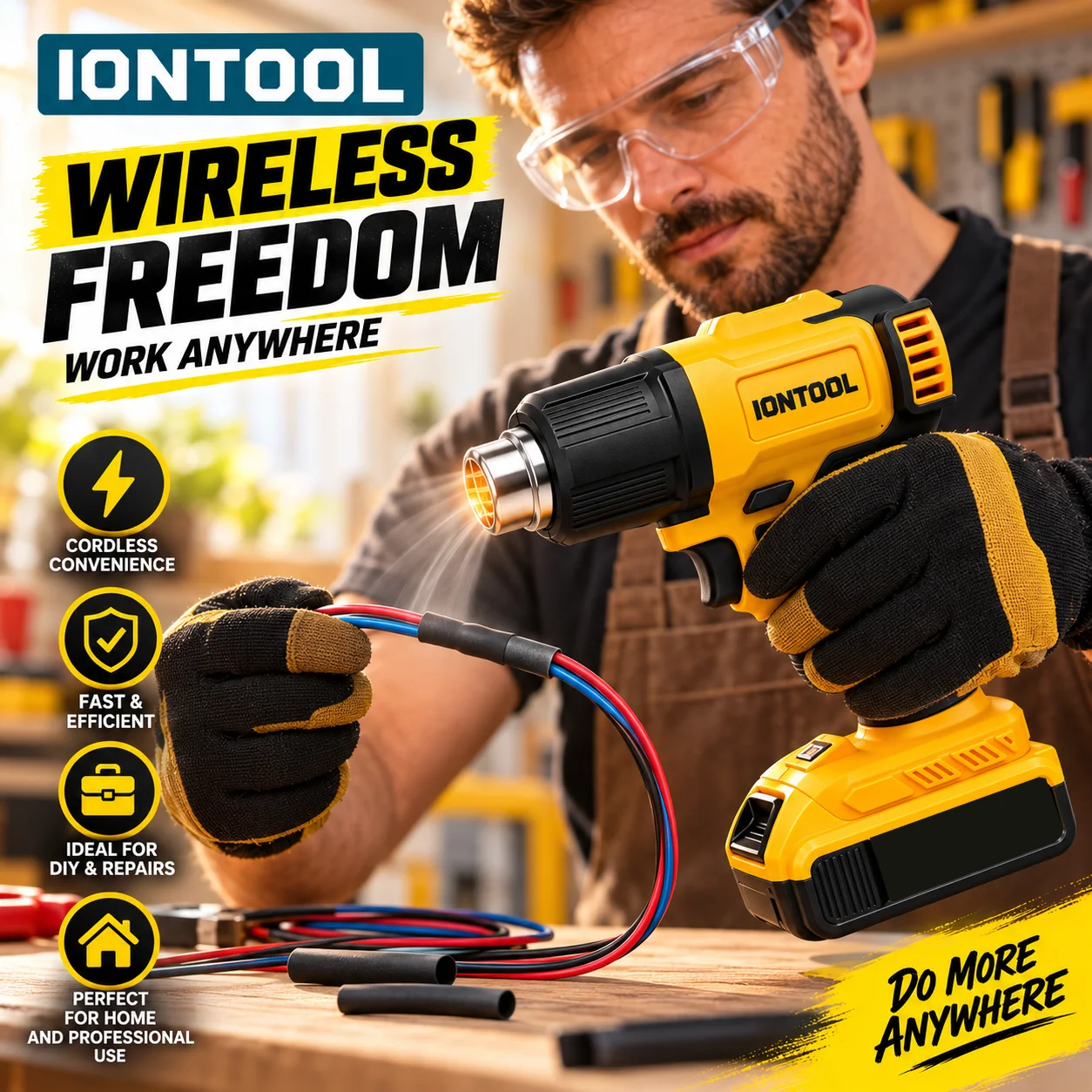 IONTOOL Cordless Heat Gun 550℃ - đánh giá và giá Cordless Heat Gun For Shrink Tubing