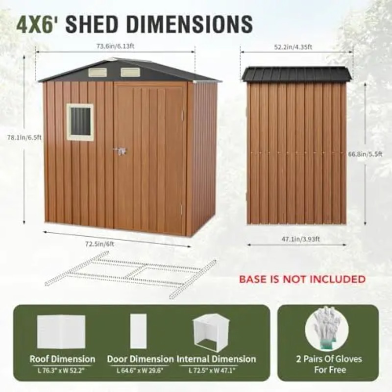 Outdoor Storage Shed 6x4 Ft, L - đánh giá và giá Garden Tools